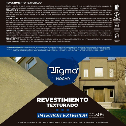 Imagen 8 de 10 de Revestimiento Acrilico Texturado 30 Kg Interior Exterior