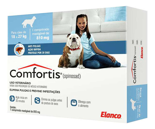 Antipulgas Elanco Comfortis 810 Mg Para Cães De 18 A 27 Kg