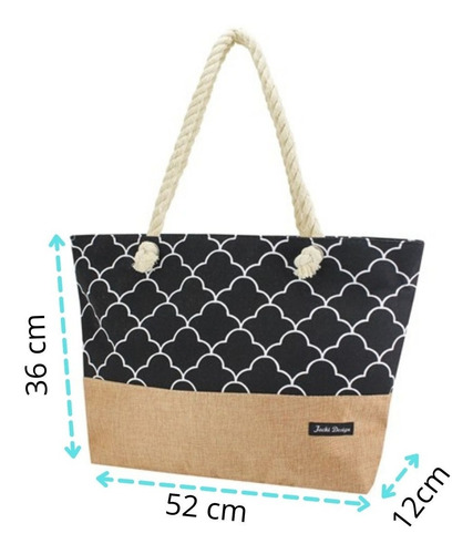 Imagem 2 de 6 de Bolsa De Praia Feminina Amplo Espaço Interno Nylon Preto