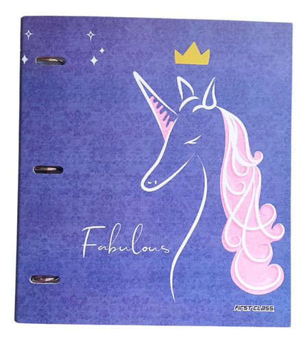 Carpeta Argollas Anillas Decorada Tamaño Carta 1 Pulgada Color Unicornio Azul