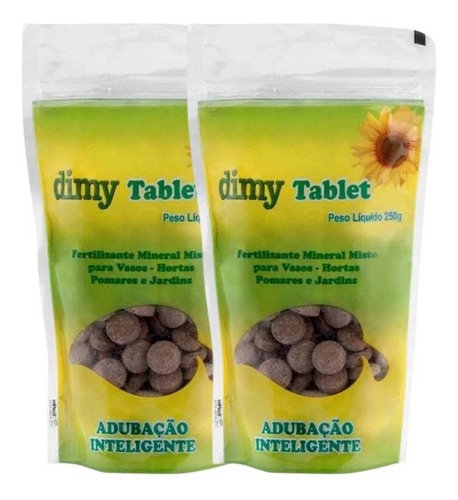 2x Fertilizante Adubo Liberação Lenta Tablet (250g) Dimy