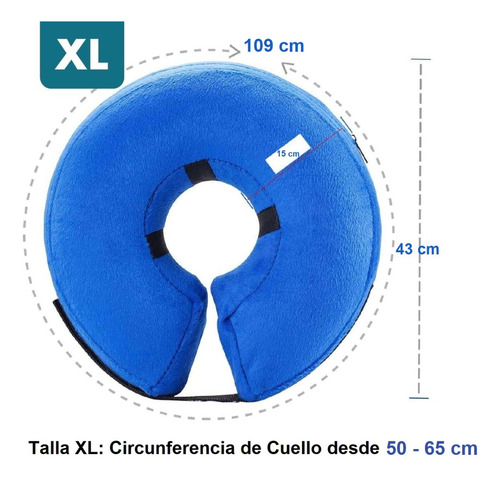 Collar Inflable Isabelino Anti Mordida Perros Gatos - Tallas Tamaño del collar XL