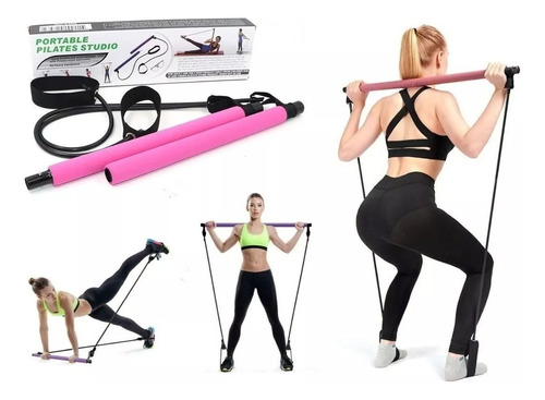 Barra Portatil De Pilates Ajustable Con Ligas De Resistencia