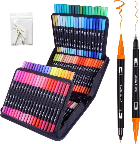 Art Markers Set 120 Colores, Dual Brush Marker Pen Art ...