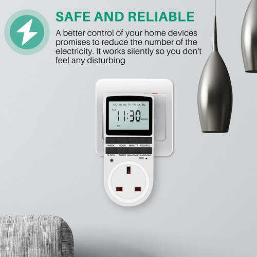 Enchufe Británico Con Temporizador Digital, Programable Eléc