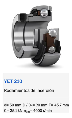 Rodamiento Yet 210 De Inserción Skf Medidas: 50x90x43,7 Mm