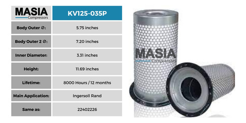 Filtro Separador Para Compresor Ingersoll Rand 22402226