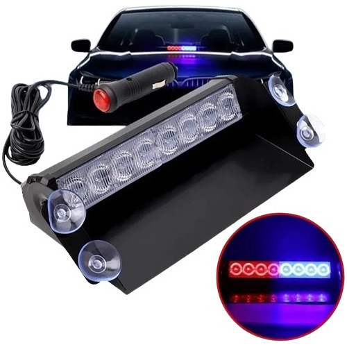 Luces Led Parabrisas Autos Policia Rojo Azul Coctelera 12v