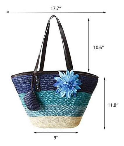 Qtkj Moda Mujer Niñas Tejido A Mano Verano Playa Tote Bolso