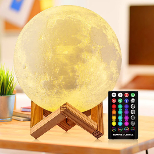 Lampara Luna 3d 16 Color Luz Soporte Cr Tactil Usb Mejor