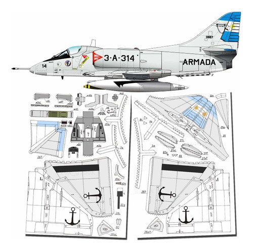 A4q Skyhawk Armada Argentina Malvinas  Papercraft