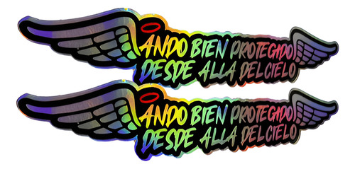 Calcomanias Stickers Ando Bien Protegido Tornasol 28x5cm