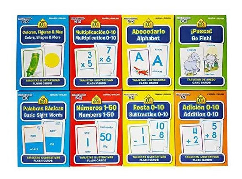 School Zone Spanish English Bilingual Flash Cards 8-pack (ad