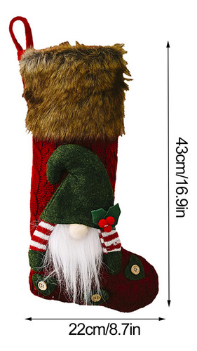 Calcetín Navideño Verde Para Muñecas Sin Rostro