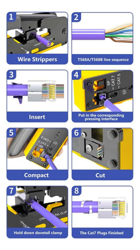 Alicate Crimpar Cable De Red Rj45 Rj11 Rj12 Conector Vazado