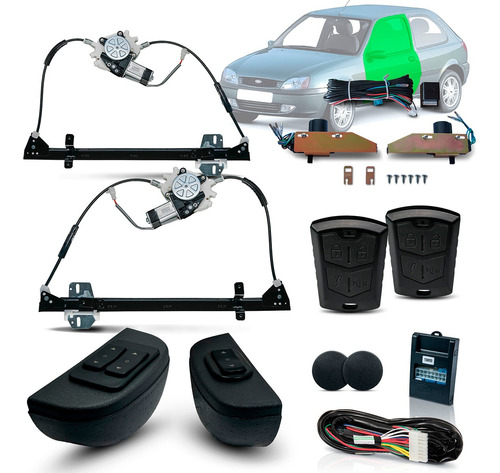 Kit Vidro Eletrico Courier Modulo Conforto + Trava + Alarme