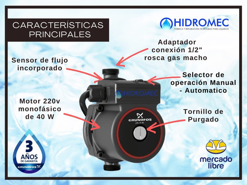 Imagen 4 de 10 de Bomba Presurizadora Grundfos Upa 15 Automatica Para 2 Baños.