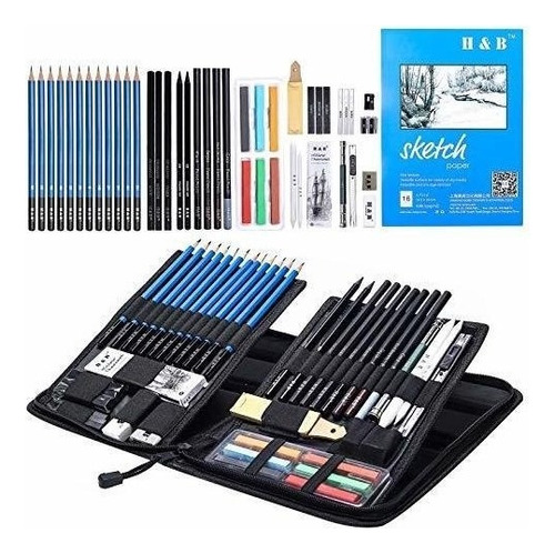 Kit Dibujo Técnico 48 Piezas Y Kit Para Bocetos Profesional