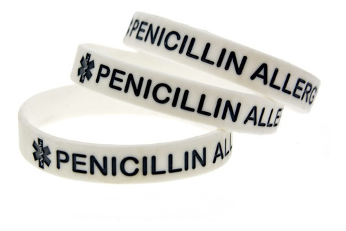 Moda Penicilina Alergia Silicona Pulseira Penicilina