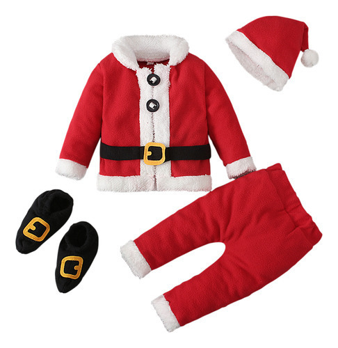 Traje Navideño Para Niños: Camisa De Papá Noel, Pantalones Y