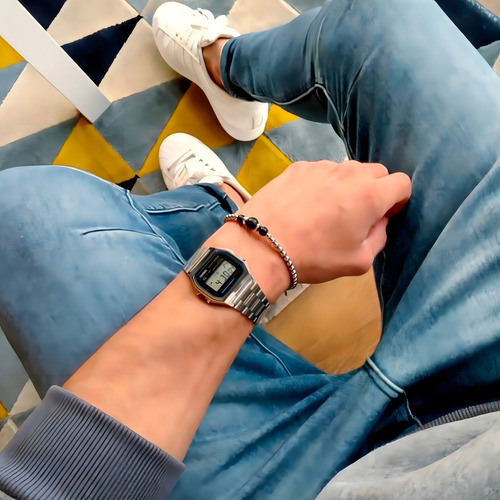 Relógio masculino feminino unissex Casio Original Vintage A159WA-N1df em aço cromado resistente à água com luz de alarme LED