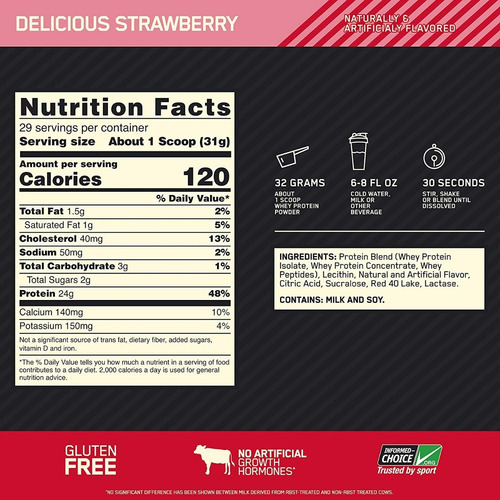Imagen 3 de 6 de Gold Standard 100% Whey 2 Lbs Optimum Nutrition