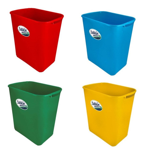 4 Pack Bote Jumbo 26 L Sin Asas 4 Colores Diferentes