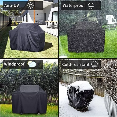 Funda Barbacoa Exterior Impermeable, Cubierta de Parrilla Funda Protectora  para Barbacoa Anti Viento Agua Lluvia Nieve Polvo Sol BBQ Cover  145x61x117cm: : Jardín