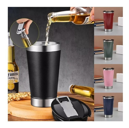 Copo Térmico 473ml Com Tampa E Abridor Para Cerveja Promocao
