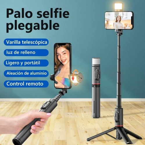 Axnen Selfies Stick Con Trípode Bluetooth Control Remoto Led