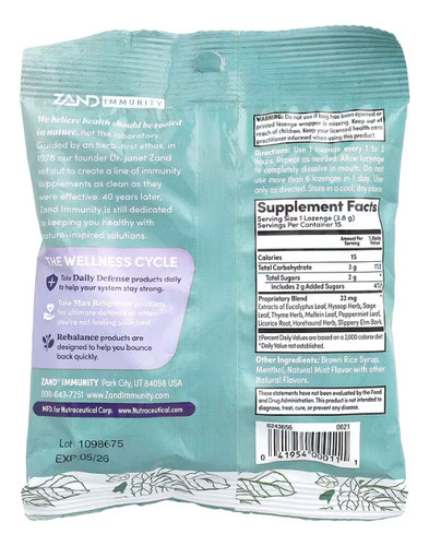 Zand, 15 Dulces De Mentol, Menta Refrescante