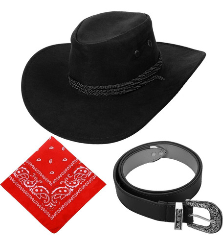Haysandy Sombrero Disfraz Vaquero Hombre Con Cinturones Ala
