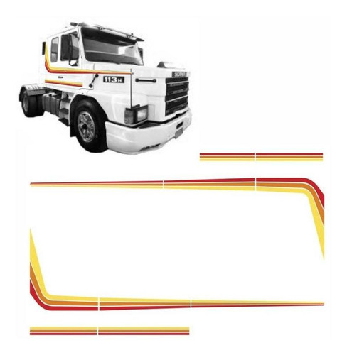 Kit Faixas/adesivos Scania 113 T 113 R 1994 Vermelho