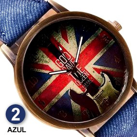 Relógio Vintage Bandeira Da Inglaterra Pulseira Tecido Cores