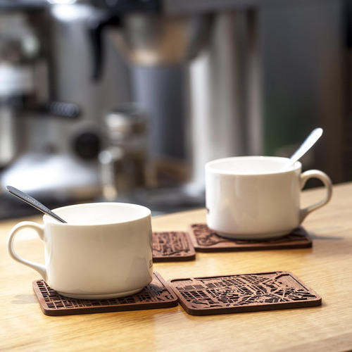 O3 Design Studio Long Island Map Coaster, Conjunto De 4, Mon