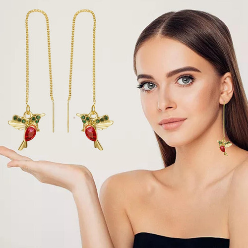 1 Par De Aretes De Moda, Aretes Colgantes Largos, Rojo