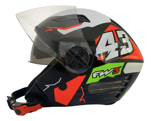 Capacete Moto Aberto X Open Up Fox Fw3 Oculos Interno Full