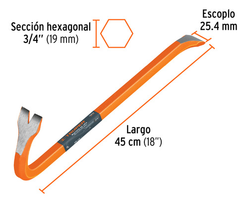 Barreta De Uña 3/4 X 45 Cm Truper 10853