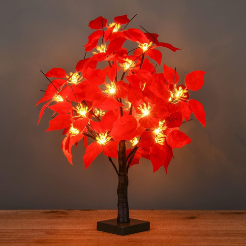 Simulación Led Decoración De Árbol De Flores Rojas Navidad