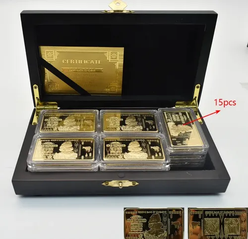 15 Lingotes Zimbabwe 100 Trillones En Caja