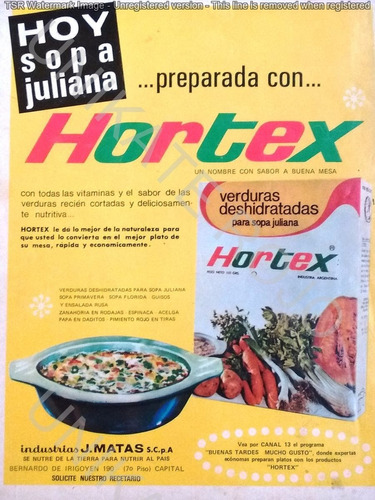 Antigua Publicidad Clipping Revista Camping Sopa Hortex 1967
