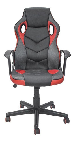 Imagen 3 de 4 de Silla de escritorio Top Living SILL13 gamer ergonómica roja y negra con tapizado de cuero sintético y mesh