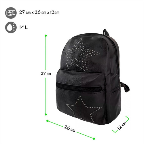 Imagen 2 de 10 de Mochila Con Tachas Eco Cuero.