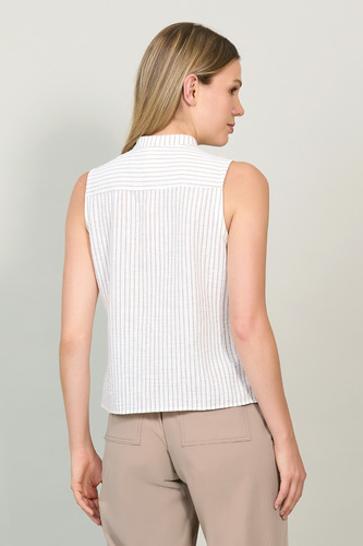 Blusa De Mujer A Rayas Sin Mangas,