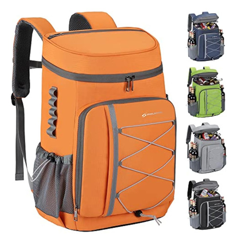 Mochila Hielera Capacidad 35 Latas Poliester Color Naranja