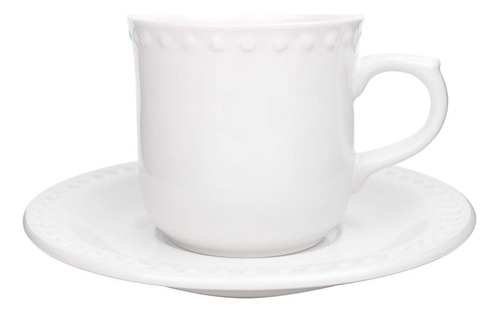 Juego 4 Tazas Y Platos Cerámica Mauve Santa Anita 250 Ml Color Blanco