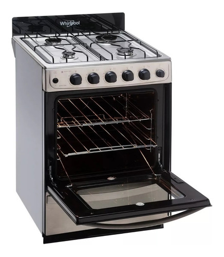 Imagen 3 de 6 de Cocina A Gas Whirlpool 4 Hornallas 55 Cm Wfx57dw Inox