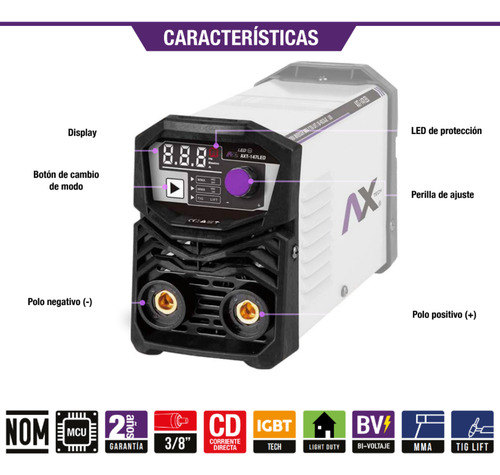 Soldadora Inversor 140a 110/220v Miniesmeril+discos Ax Tech