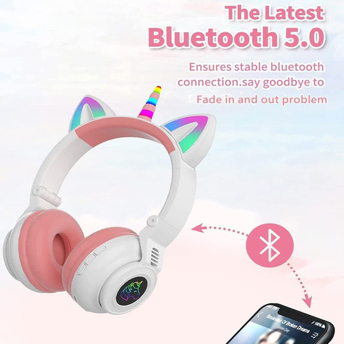 Audífonos Bluetooth Inalámbricos Con Luz De Unicornio Para