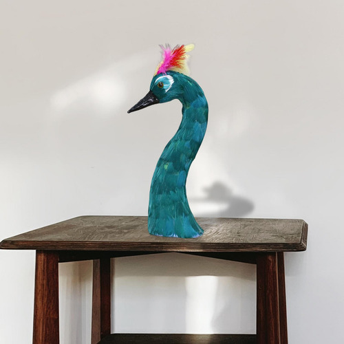 Estatua De Pavo Real De Plumas, Modelo De Cabeza De Verde